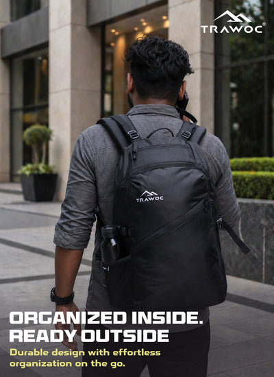 VIPER 30L Bag for Men and Women, Laptop Backpack with water resistant fabric - Black