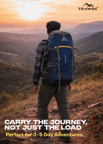 TREKELITE 60L Backpack Hiking Trekking Rucksack with Water Proof Rain Cover - Navy Blue