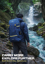 Hover 50L Backpack for Men & Women, Light weight with Multi-Pocket & Rain Cover - Navy Blue
