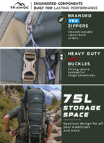 Triumph X 75 L Travel Backpack for Men & Women with Spacious Main Section & Shoe Compartment _ Hunter green