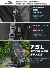 Triumph X 75 L Travel Backpack for Men & Women with Spacious Main Section & Shoe Compartment