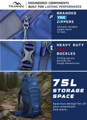 Triumph X 75 L Travel Backpack for Men & Women with Spacious Main Section & Shoe Compartment NavyBlue