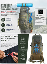 Triumph X 75 L Travel Backpack for Men & Women with Spacious Main Section & Shoe Compartment _ Hunter green