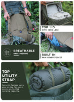 Triumph X 75 L Travel Backpack for Men & Women with Spacious Main Section & Shoe Compartment _ Hunter green