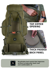 EXPEDITION 80L Rucksack with shoe compartment & Rain Cover - Olivegreen (Refurbished)