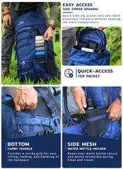 Triumph X 75 L Travel Backpack for Men & Women with Spacious Main Section & Shoe Compartment - Navy Blue