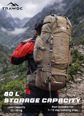 EXPEDITION 80L Rucksack with shoe compartment & Rain Cover - Olivegreen (Refurbished)