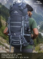 Triumph X 75 L Travel Backpack for Men & Women with Spacious Main Section & Shoe Compartment - Grey