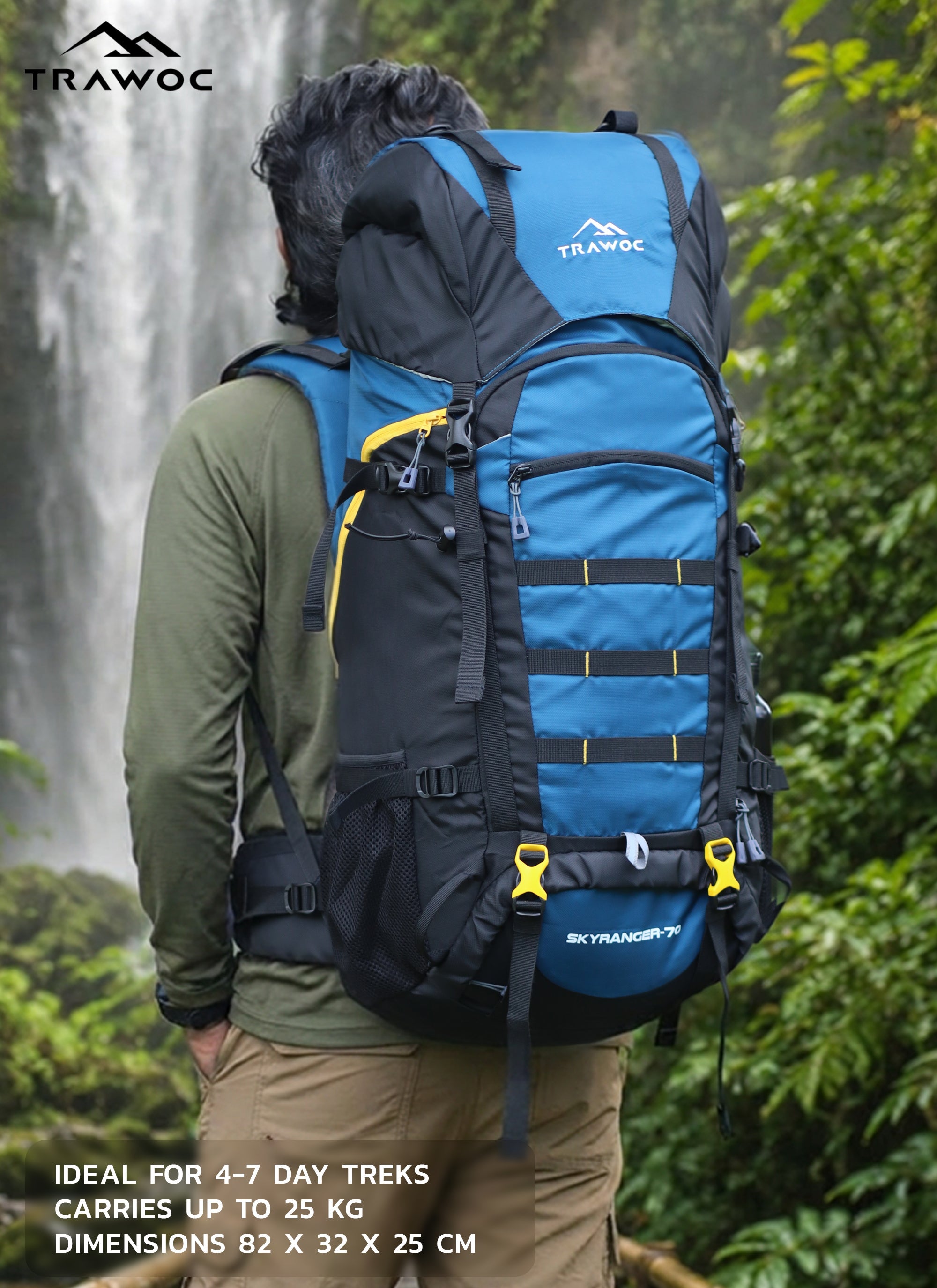 Skyranger 70 L Rucksack for Hiking & Travel with Ergonomic S – TRAWOC