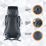 Vortex 60 L Travel Backpack with Laptop Compartment & Durable Zippers - Black