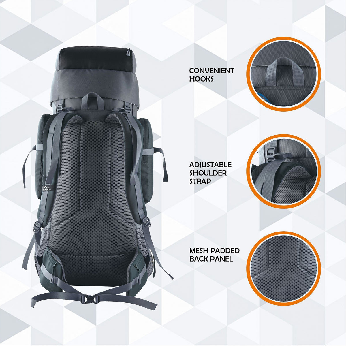 Vortex 60 L Travel Backpack with Laptop Compartment & Durable Zippers - Black