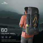 Vortex 60 L Travel Backpack with Laptop Compartment & Durable Zippers - Black