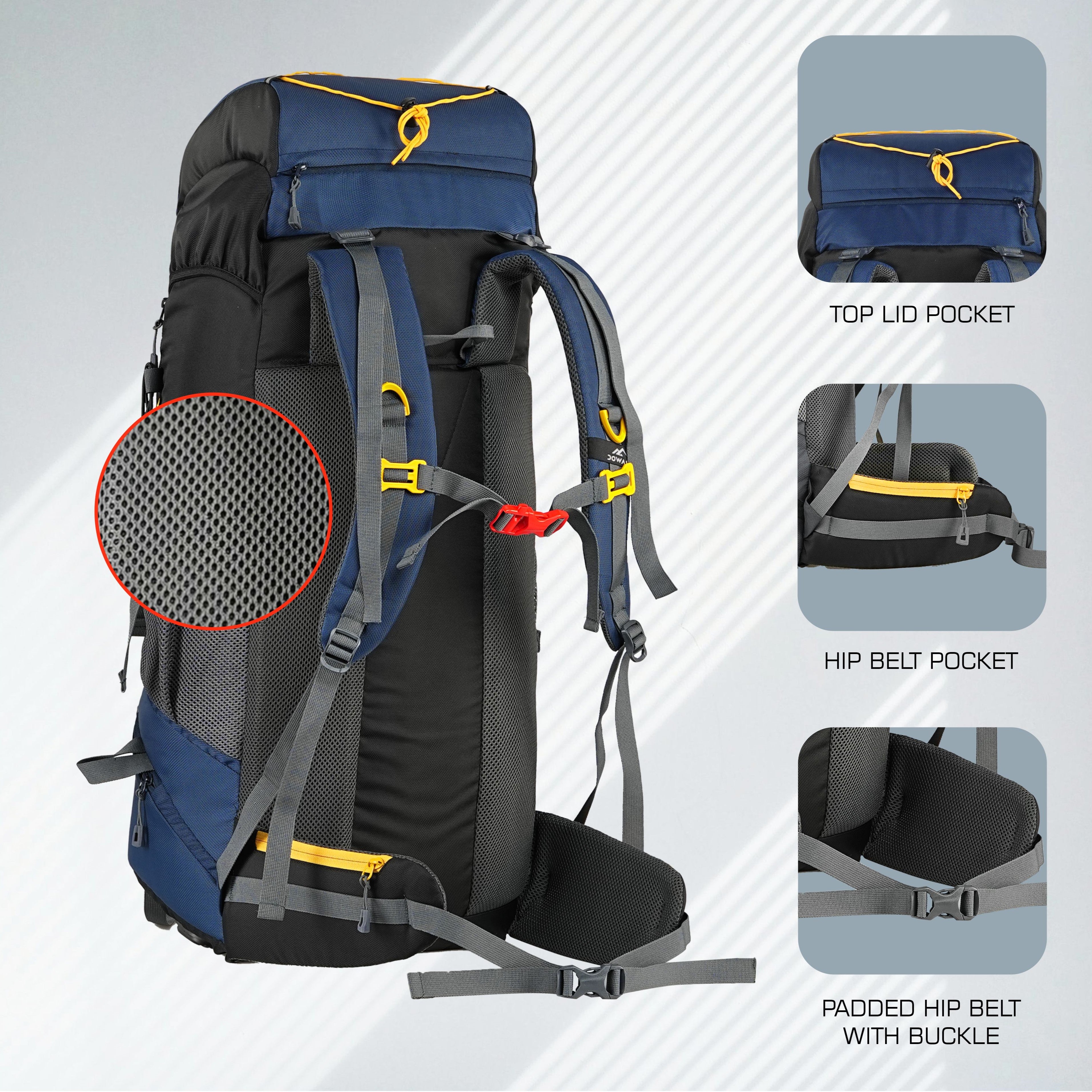 Trawoc Travel Backpack (65Ltr) With Shoe Compartment Rain