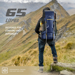 DYNAMITE 65L Travel Backpack with Rain Cover & Shoe Compartment -NavyBlue(clearance sale)
