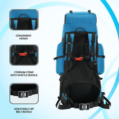 Trailmaster 80L Backpack for Hiking & Travel with Laptop Compartment & Multi-Pocket Design - SkyBlue