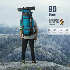 Trailmaster 80L Backpack for Hiking & Travel with Laptop Compartment & Multi-Pocket Design - SkyBlue