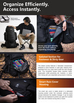 Wildwing 95L (80+15) Bag for Hiking & Travel with Shoe Compartment & Water-Resistant - Black