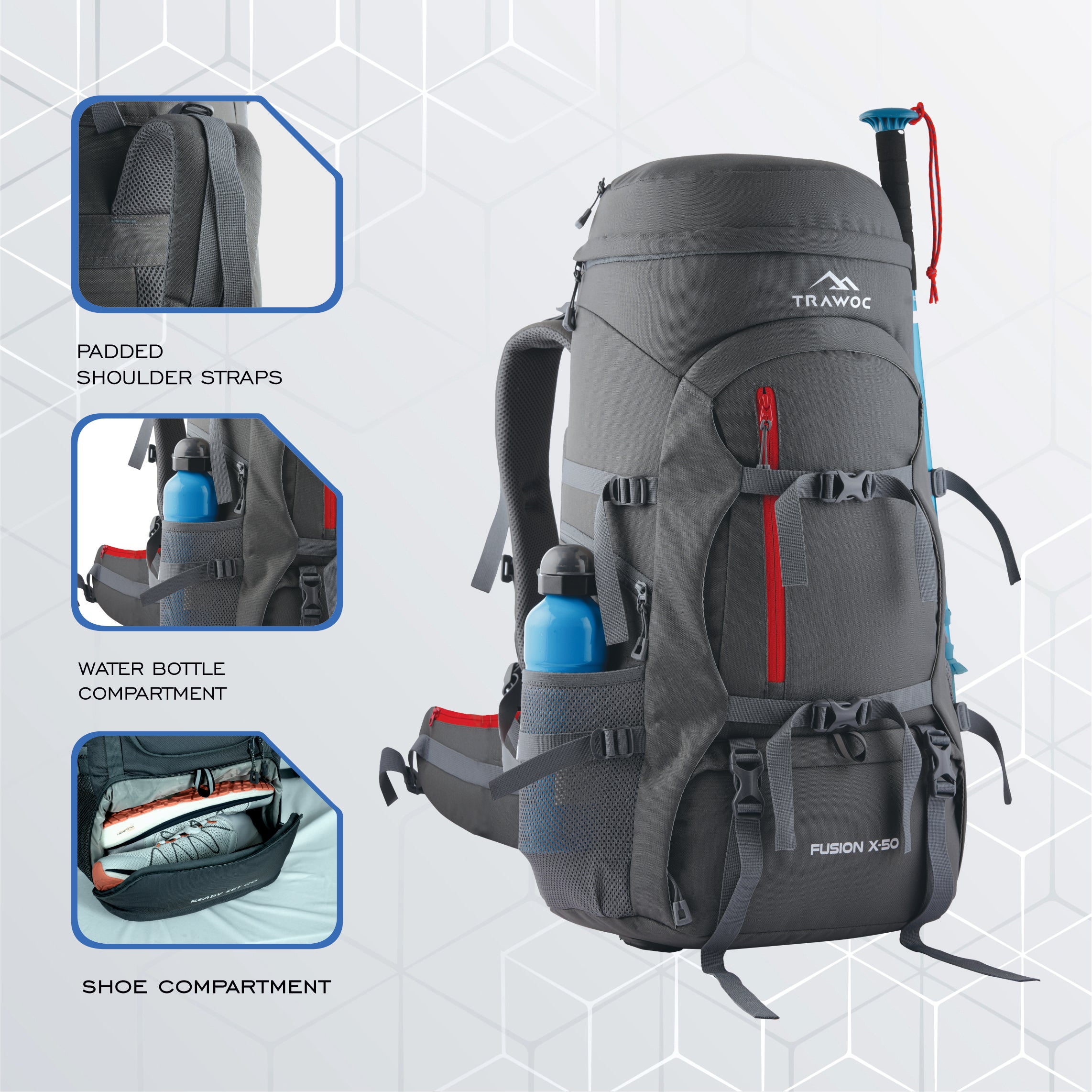 50l 60 Liter Backpack Dimensions TRAWOC TRIUMPH X 75L Camping Backpack Trekking Travel Bag Front Top 50l 60 Liter Backpack Dimensions TRAWOC TRIUMPH X 75L Camping Backpack Trekking Travel Bag Front Top