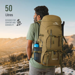 FUSION X 50 L internal frame Bag with Rain Cover and Shoe Compartment-Olivegreen(clearance sale)
