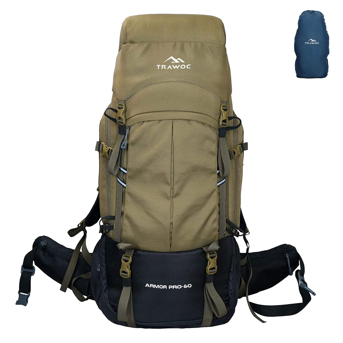 Armor Pro 60L Backpack for Men & Women with Water-Resistant Fabric - Olive Green
