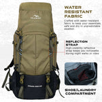 Armor Pro 60L Backpack for Men & Women with Water-Resistant Fabric - Olive Green