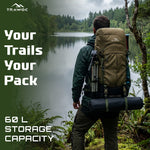 Armor Pro 60L Backpack for Men & Women with Water-Resistant Fabric - Olive Green