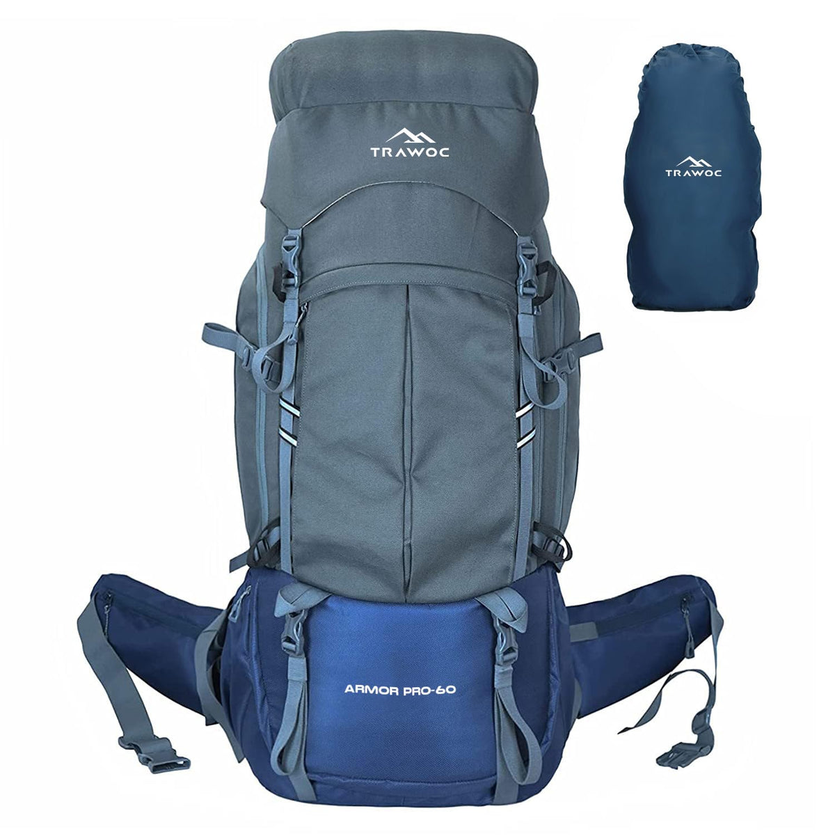 Armor Pro 60L Backpack for Men & Women with Water-Resistant Fabric -NavyBlue