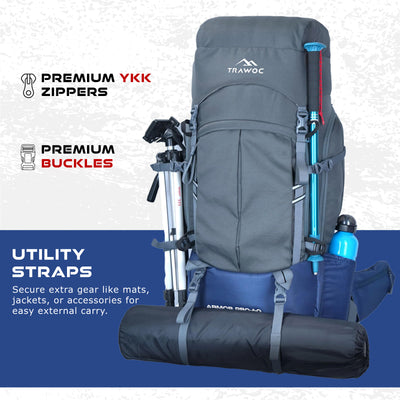 Armor Pro 60L Backpack for Men & Women with Water-Resistant Fabric -NavyBlue