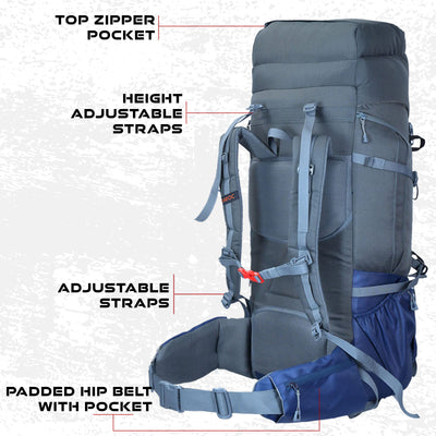 Armor Pro 60L Backpack for Men & Women with Water-Resistant Fabric -NavyBlue