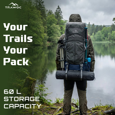 Armor Pro 60L Backpack for Men & Women with Water-Resistant Fabric -NavyBlue