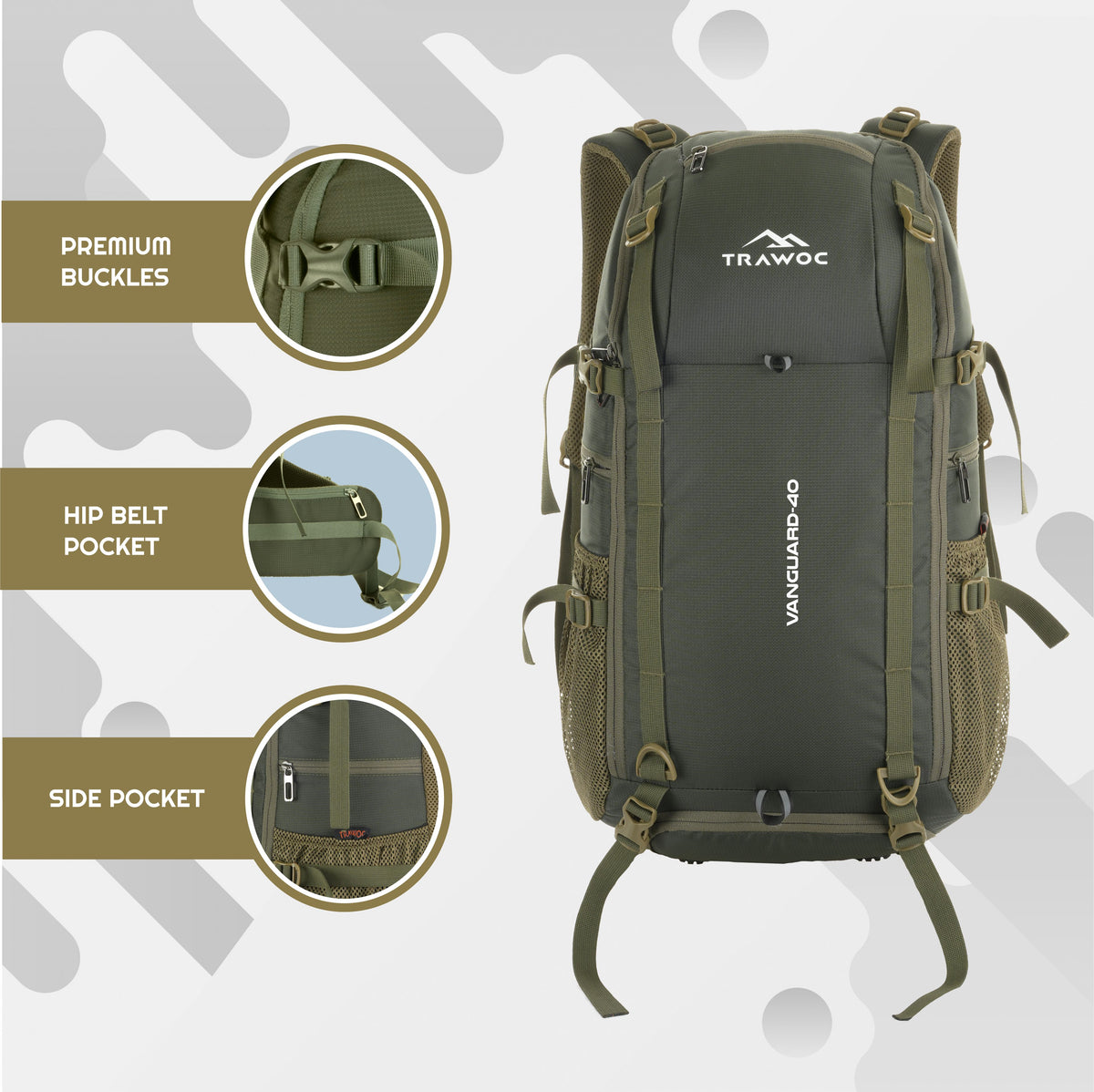 VANGUARD 40 L Laptop Bag with Rain Cover & Shoe Compartment - Olivegreen (Refurbished)