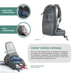 VANGUARD 40 L  Laptop Bag with Rain Cover & Shoe Compartment - Grey