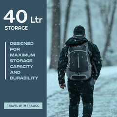 FALCON 40 l Travel Laptop Backpack for Men and Women with Rain Cover -Black(clearance sale)