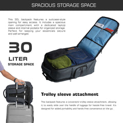 TPB03 - 30L  office & Travel Bag with 16-Inch Laptop Compartment, Suitcase-Style Opening, USB Charging - Grey