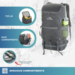 STEALTH 40L  Backpack for Men and Women,with Rain Cover & Shoe Compartment-Grey