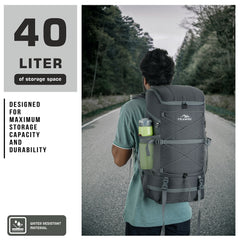 STEALTH 40L  Backpack for Men and Women,with Rain Cover & Shoe Compartment-Grey