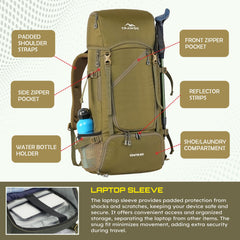 IGNITE 50 L travel Bag Front & Top Open Backpack with Rain Cover and Shoe Compartments-yellow