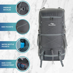 STEALTH 40L  Backpack for Men and Women,with Rain Cover & Shoe Compartment-Grey