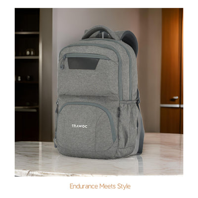 TPB04 - 30L Laptop Backpack   16-Inch Compartment, USB Charging Port -Ash grey