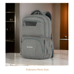 TPB04 - 30L Laptop Backpack   16-Inch Compartment, USB Charging Port -Ash grey