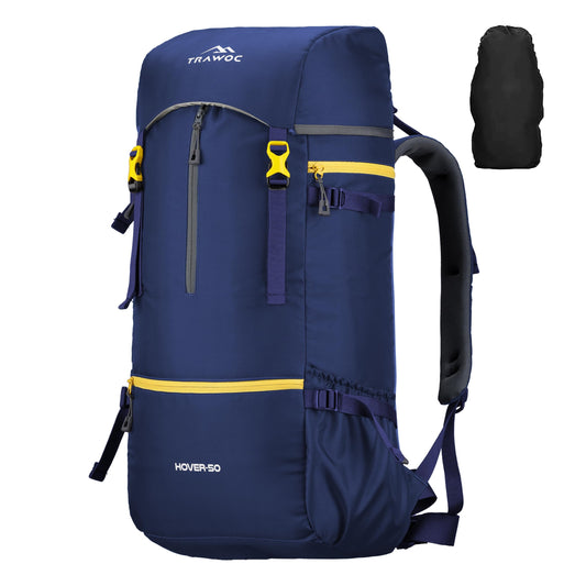 Hover 50L Backpack for Men & Women, Light weight with Multi-Pocket & Rain Cover - Navyblue