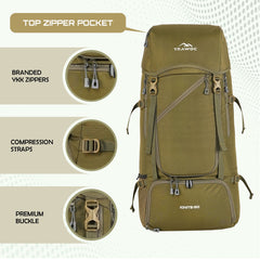 IGNITE 50 L travel Bag Front & Top Open Backpack with Rain Cover and Shoe Compartments-yellow