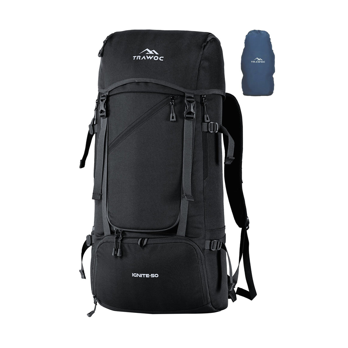 IGNITE 50 L travel Bag Front & Top Open Backpack with Rain Cover and Shoe Compartments-Black(clearance sale)