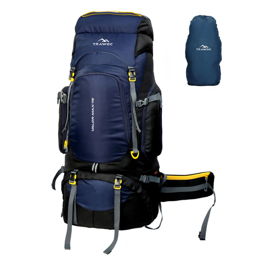 Thumbnail image of the VALOR MAX-75 Rucksack in navy blue, featuring its stylish design, spacious compartments, and adjustable straps, set against a simple background.