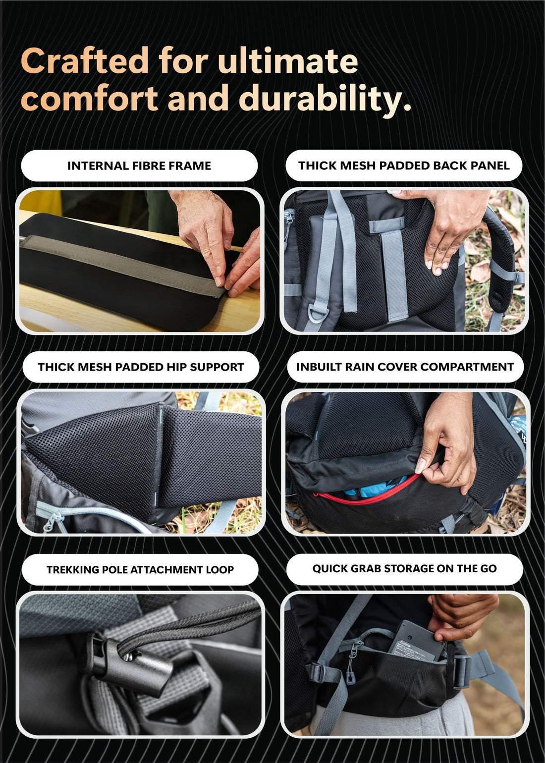 Trailmaster 80L Backpack for Hiking & Travel with Laptop Compartment & Multi-Pocket Design - Grey