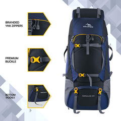 Aerolink 60 L Backpack with Lightweight Build & Water - Resistant Fabric –Black - TRAWOC