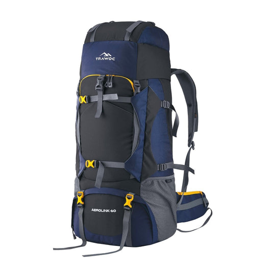 Aerolink 60 L Backpack with Lightweight Build & Water - Resistant Fabric –Black - TRAWOC