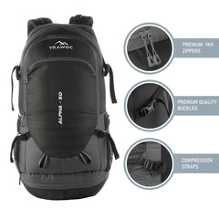 ALPHA 50 L Water Resistant Daypack Bag for Cycling, trekking - Grey - TRAWOC