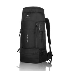 ALPINE 55L Travel Backpack Front & Top Loading Bag for Men & Women - Black - TRAWOC