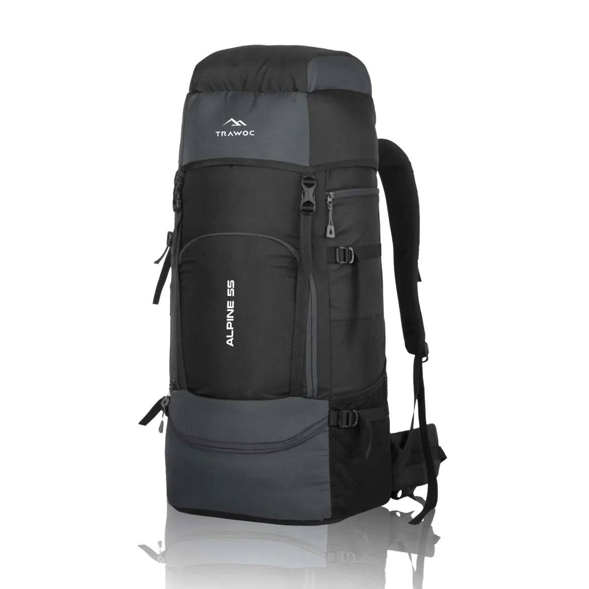 ALPINE 55L Travel Backpack Front & Top Loading Bag for Men & – TRAWOC